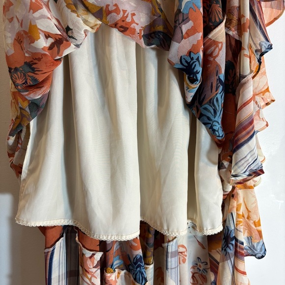 AKEMI + KIN Sz S Floral Smocked Covertible to Skirt Midi Dress Asymmetrical - Picture 6 of 8